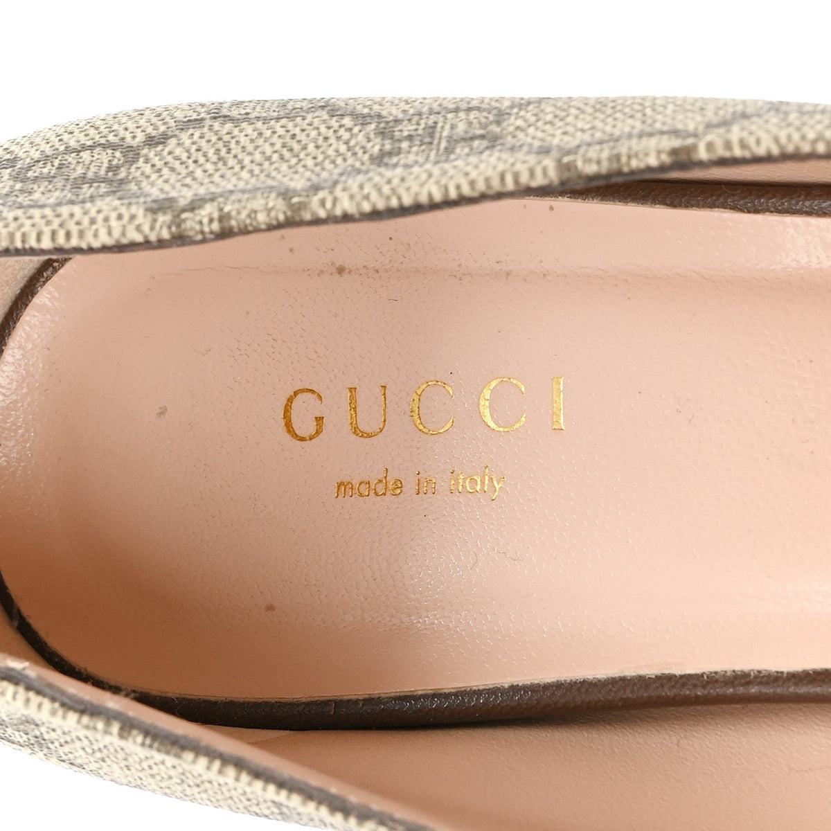 GG Supreme Monogram Malaga Kid Blondie Pumps 37.5 Beige Ebony New Acero