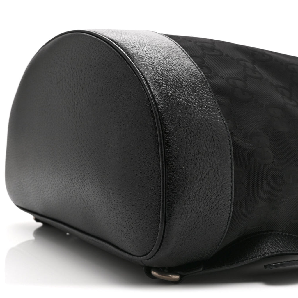 Econyl Nylon Monogram Off The Grid Drawstring Bucket Backpack Black