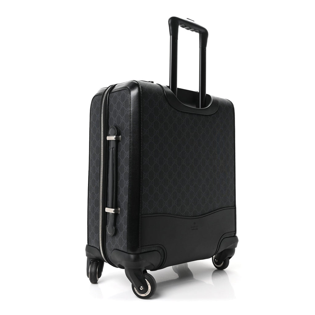 GG Supreme Monogram Four Wheel Suitcase Black Grey
