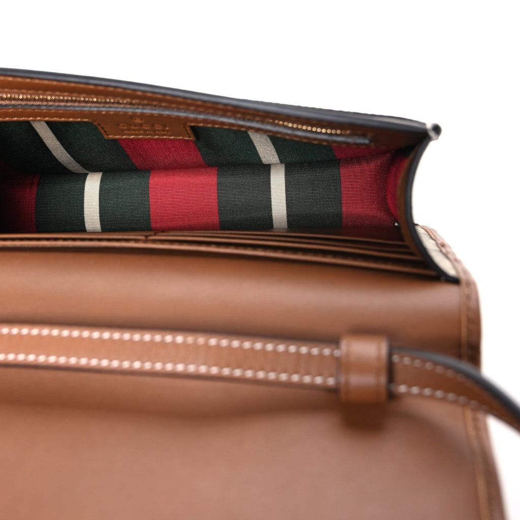 GG Emblem Monogram Wallet With Strap Beige Brown