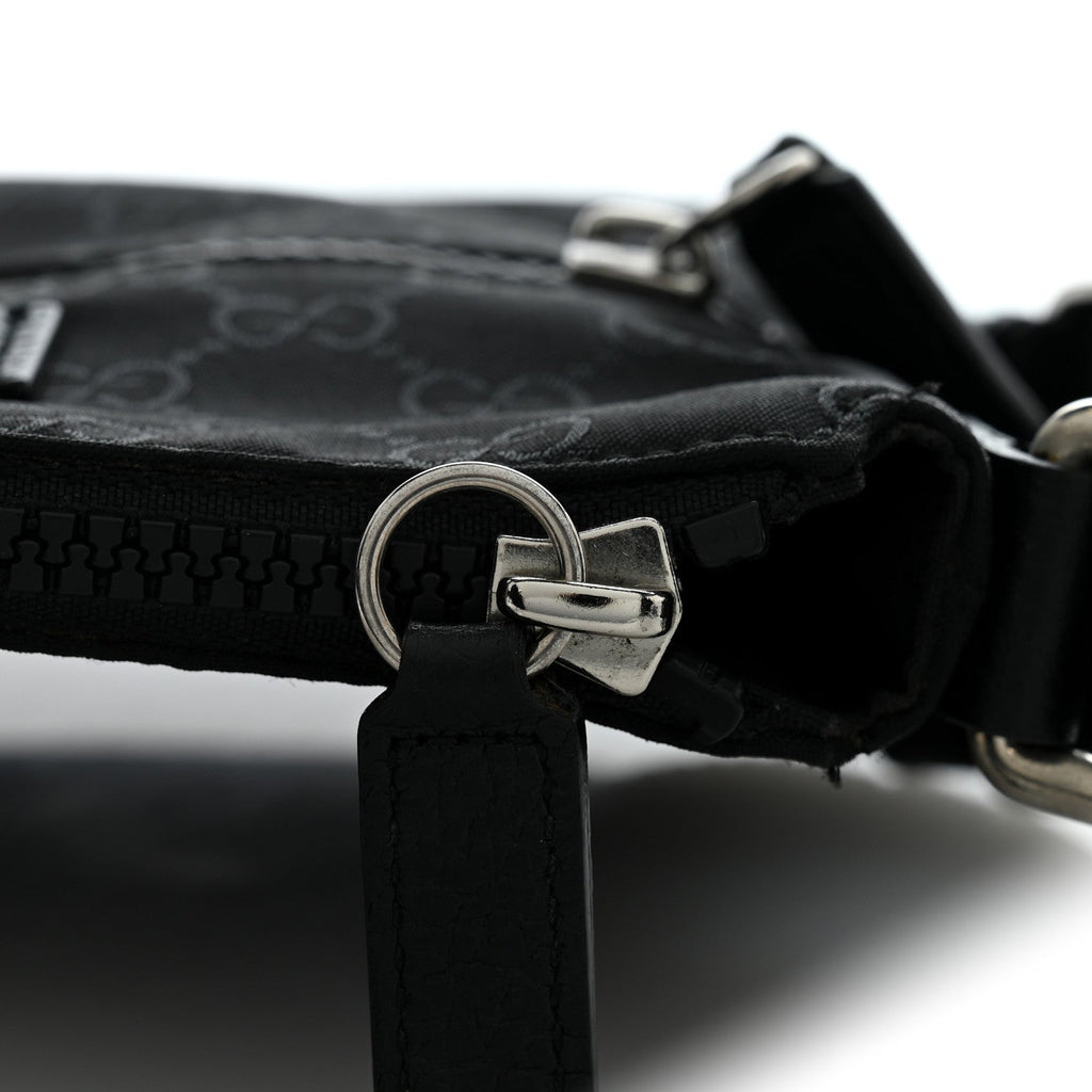 Nylon Monogram Mini Flat Messenger Bag Black