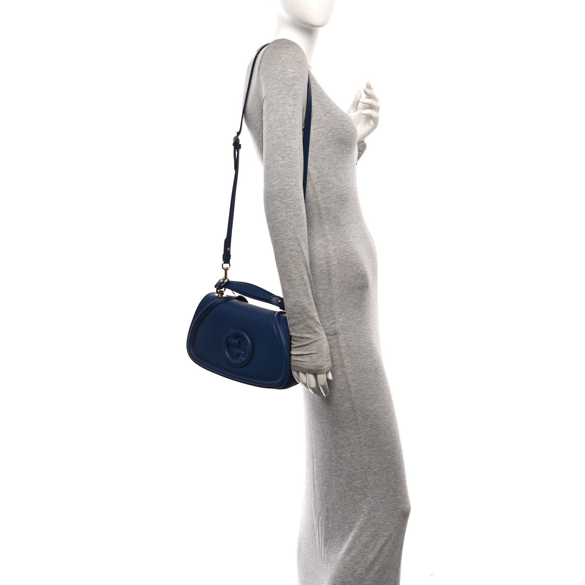 Roxy Calfskin Medium Blondie Top Handle Bag Blue Agata