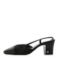 Suede Kidskin Cap Toe CC Slingback Pumps 39 Black