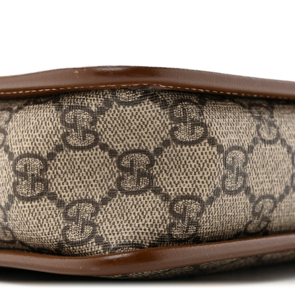 GG Supreme Monogram Azalea Calfskin Mini Retro Interlocking G Shoulder Bag Beige Ebony Brown Sugar