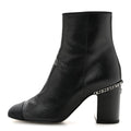 Crumpled Calfskin Cap Toe Chain Short Boots 35 Black