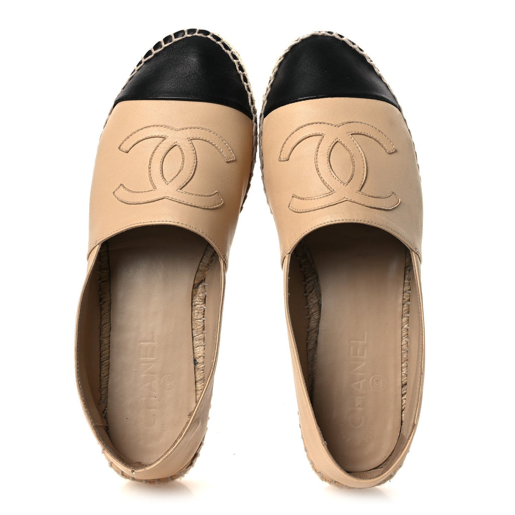 Lambskin CC Espadrilles 40 Beige Black