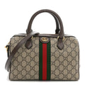 GG Supreme Monogram Web Small Ophidia Top Handle Bag Beige Ebony