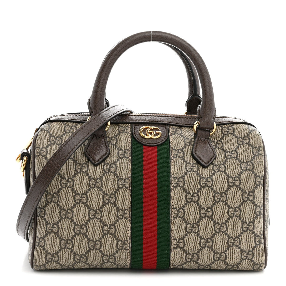 GG Supreme Monogram Web Small Ophidia Top Handle Bag Beige Ebony