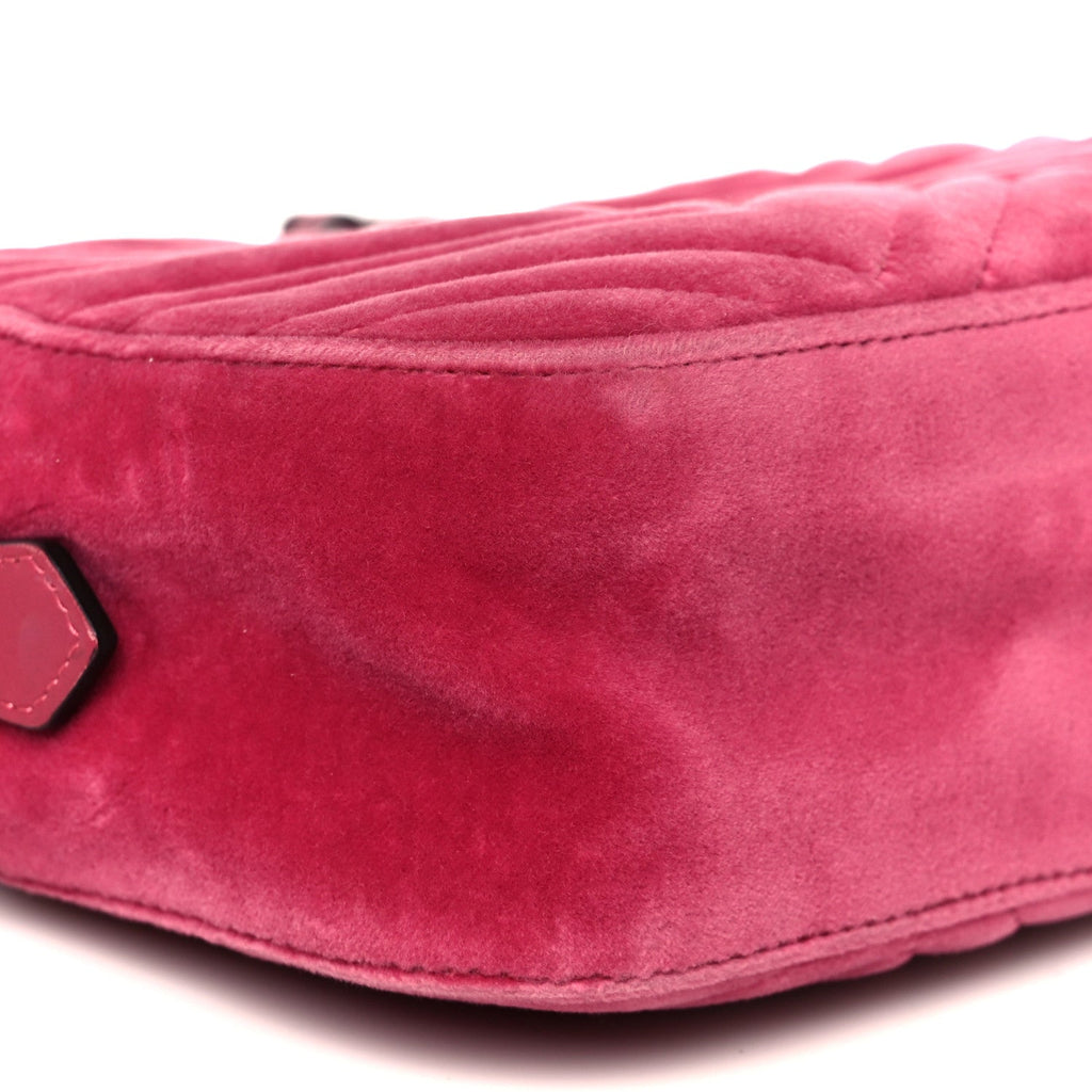 Velvet Matelasse Small GG Marmont Chain Shoulder Bag Light Raspberry Rose