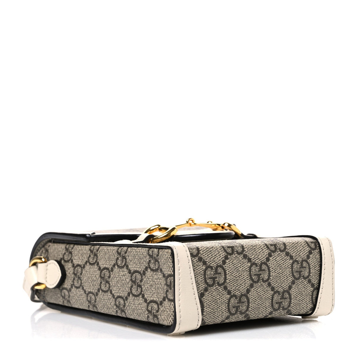 GG Supreme Monogram Azalea Calfskin Mini Horsebit 1955 Crossbody Bag Beige Ebony Mystic White