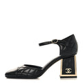 Lambskin Quilted Cap Toe Mary Jane Pumps 37.5 Black