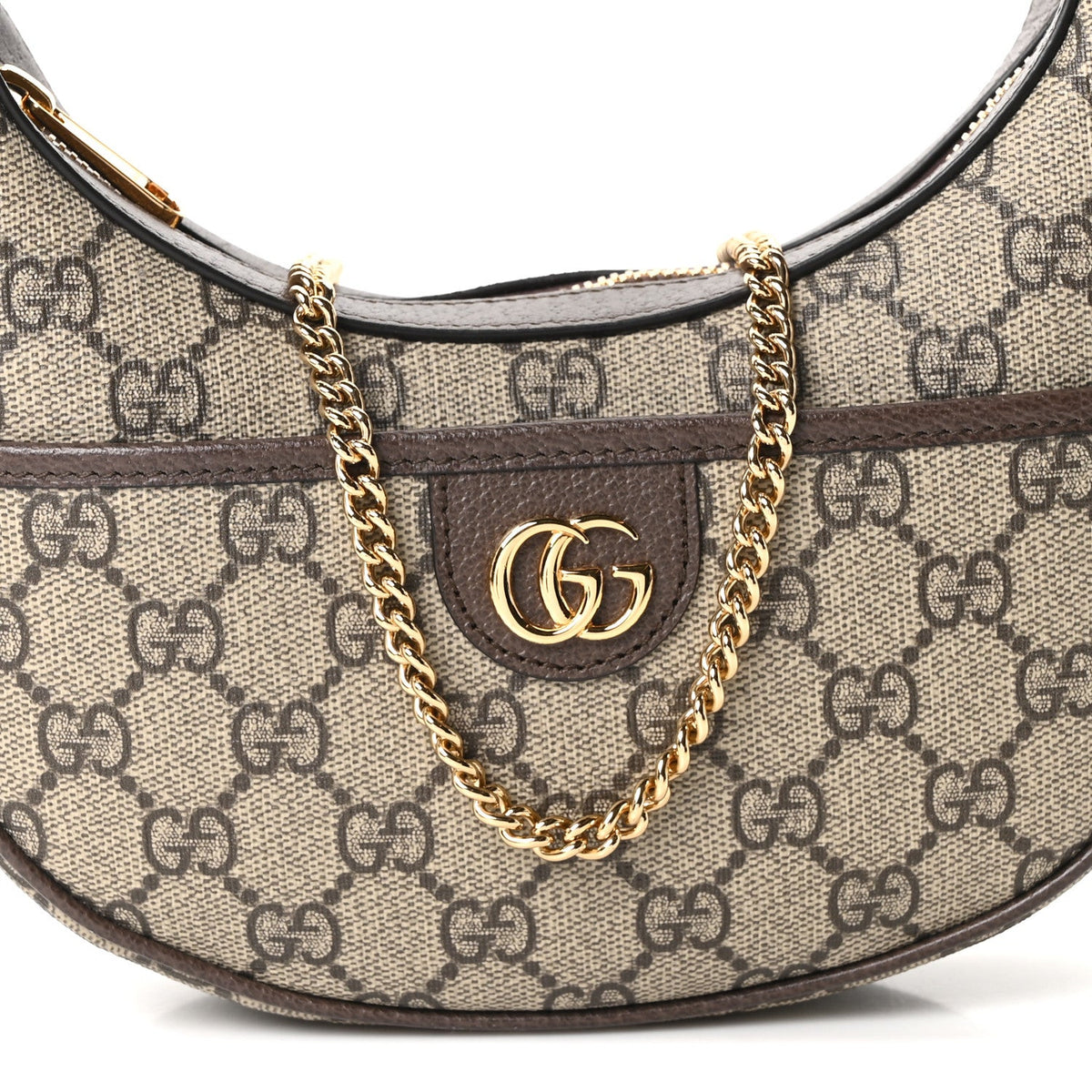 GG Supreme Monogram Textured Dollar Calfskin Small Ophidia Shoulder Bag Beige Ebony New Acero