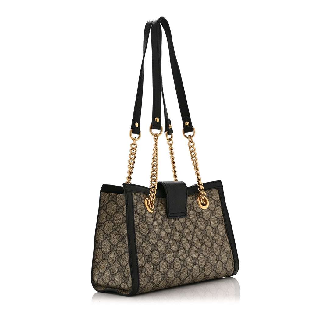 GG Supreme Monogram Small Padlock Tote Black