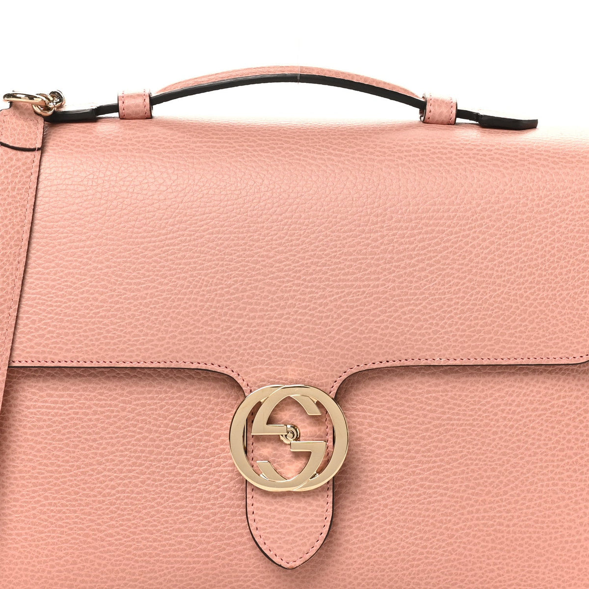 Dollar Calfskin Medium Interlocking G Top Handle Shoulder Bag Soft Pink