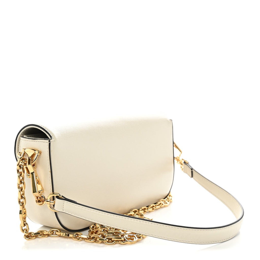 Azalea Calfskin Small Horsebit 1955 Chain Shoulder Bag Mystic White