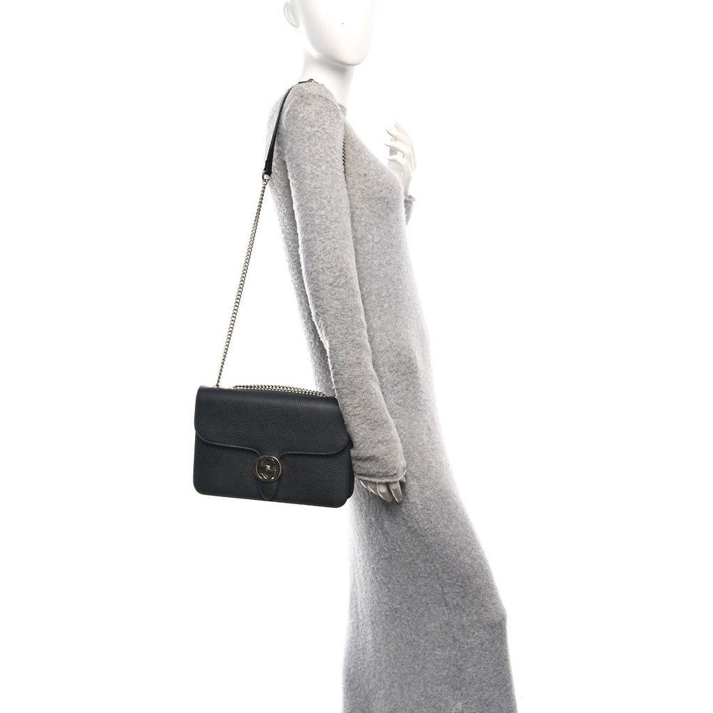 Dollar Calfskin Interlocking G Shoulder Bag Black