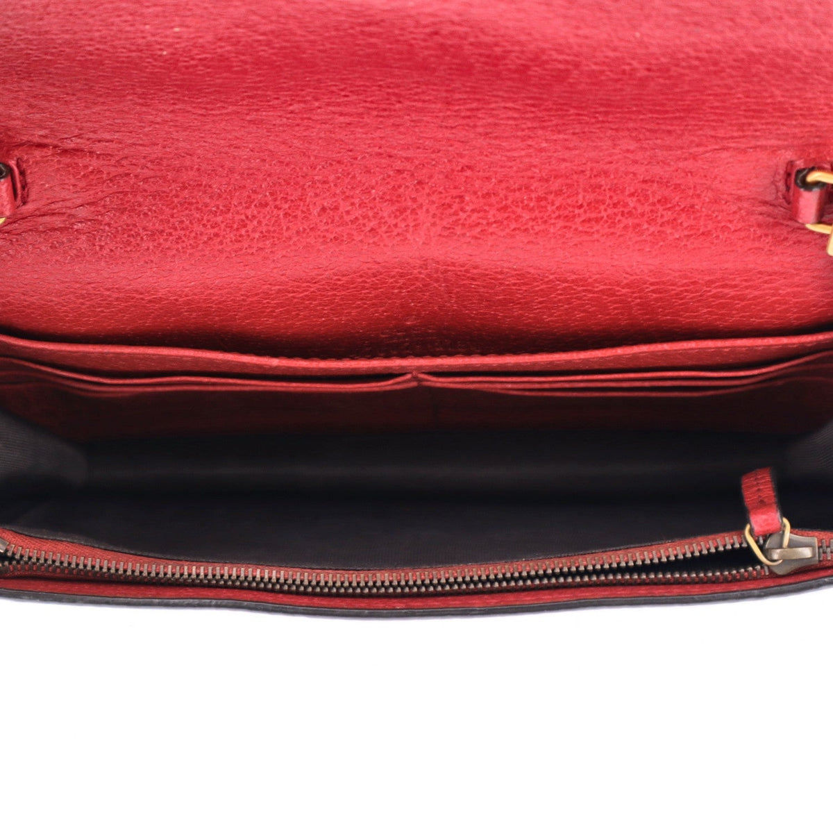 GG Supreme Monogram Web Queen Margaret Chain Wallet Red