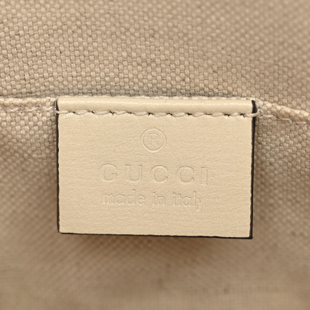 GG Supreme Monogram Azalea Calfskin Mini Horsebit 1955 Top Handle Bag Beige Ebony Mystic White