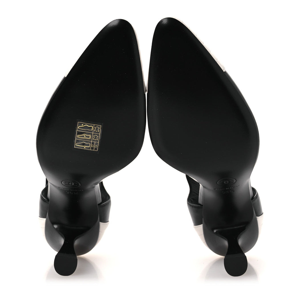 Lambskin Mary Jane Pumps 36.5 Black White