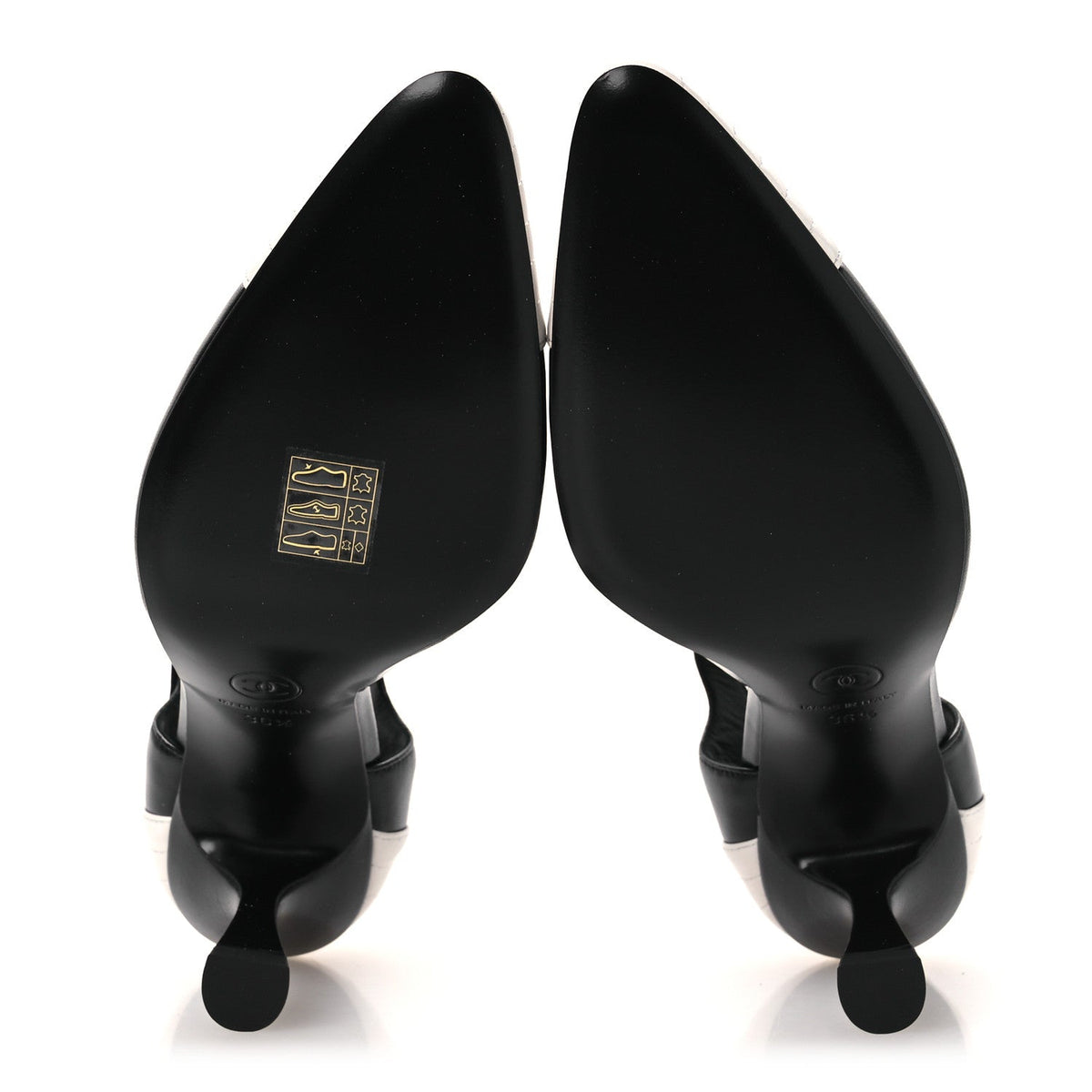 Lambskin Mary Jane Pumps 36.5 Black White
