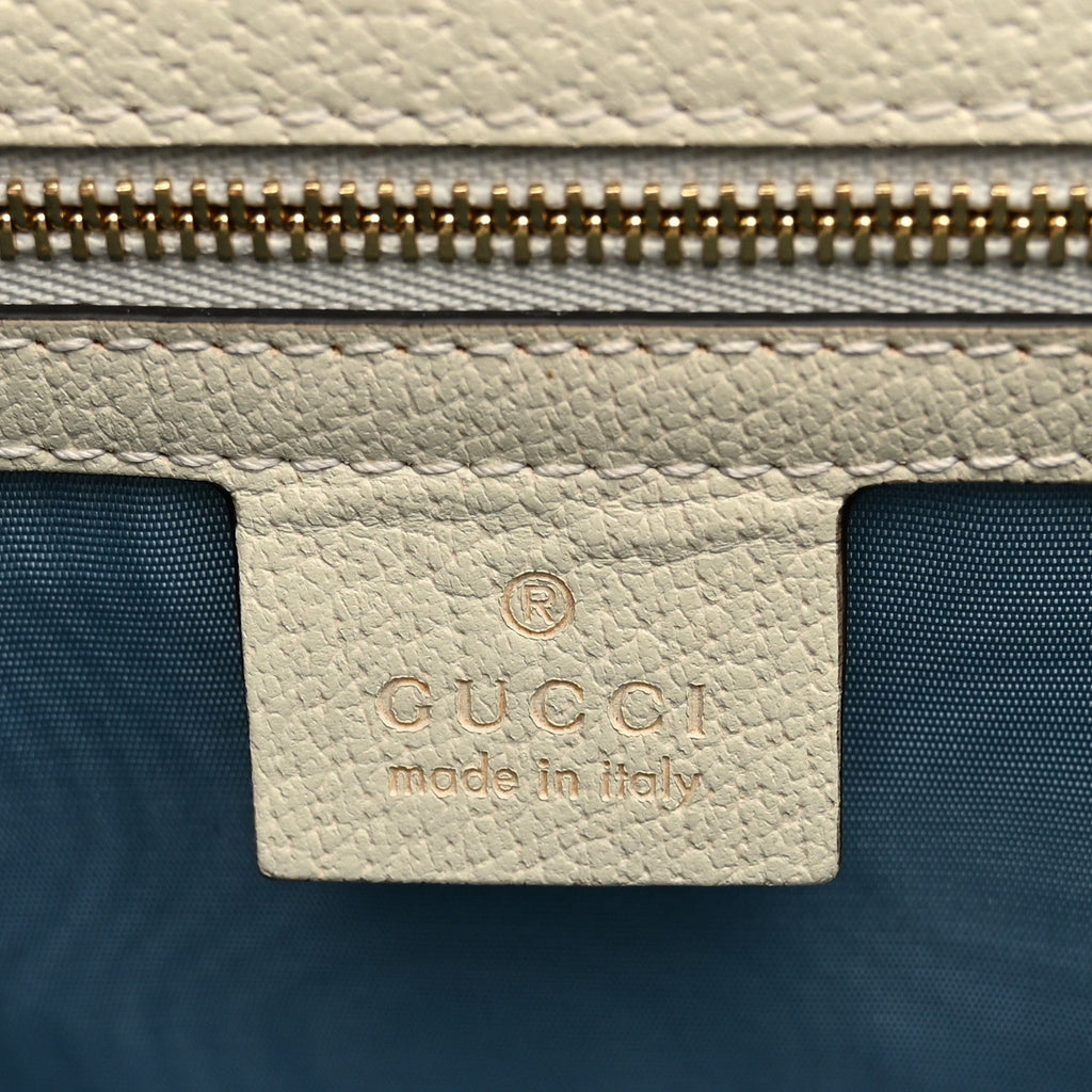 Textured Calfskin Bee Star Print Small Sylvie Shoulder Bag Mystic White