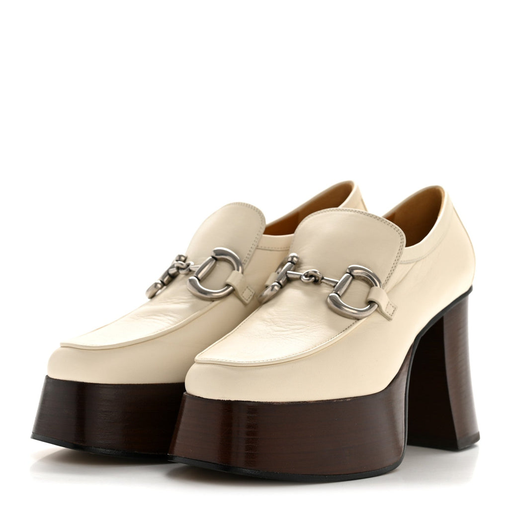 Malaga Kid Horsebit Platform Loafers 35 Mystic White