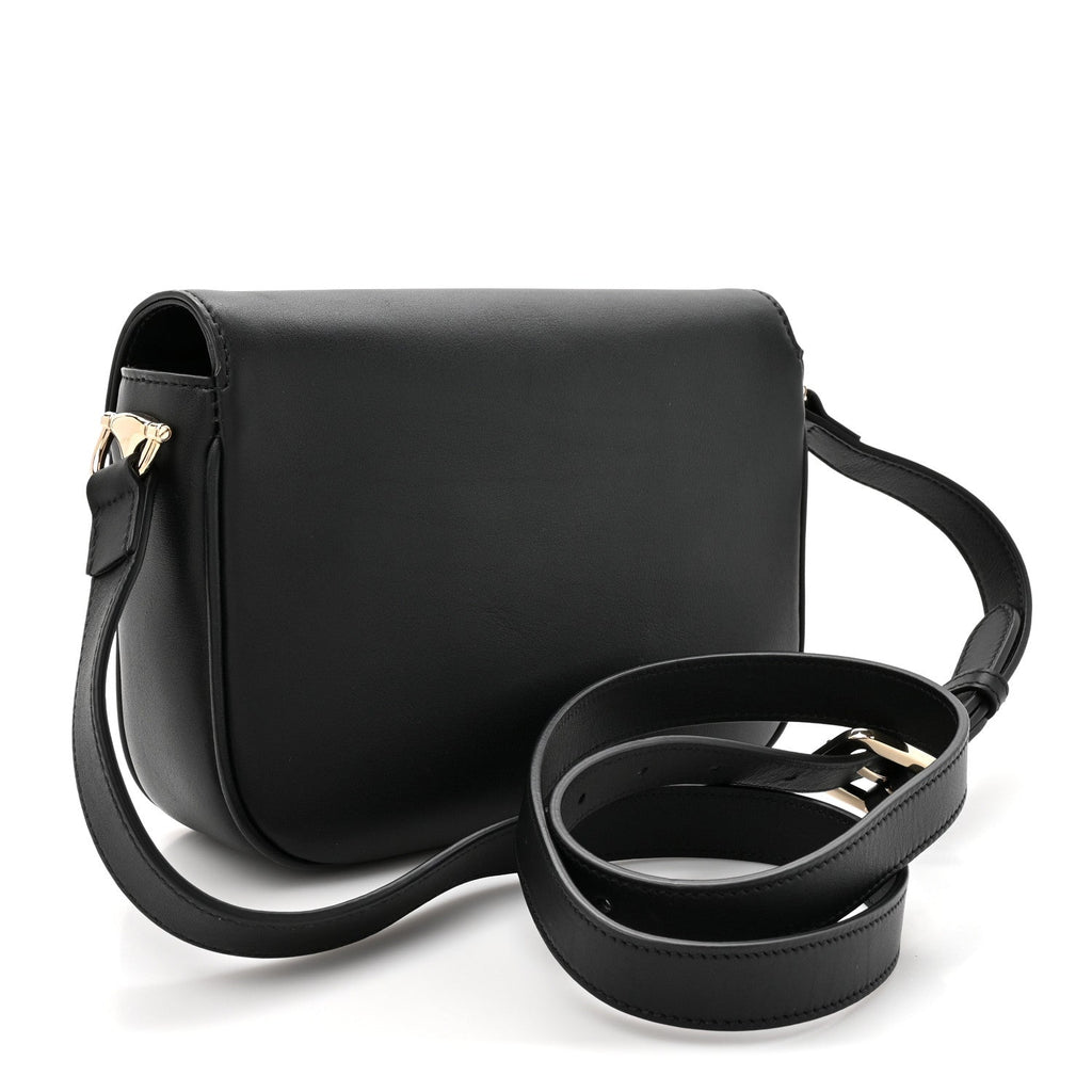Arabella Calfskin Horsebit 1955 Soft Small Shoulder Bag Black