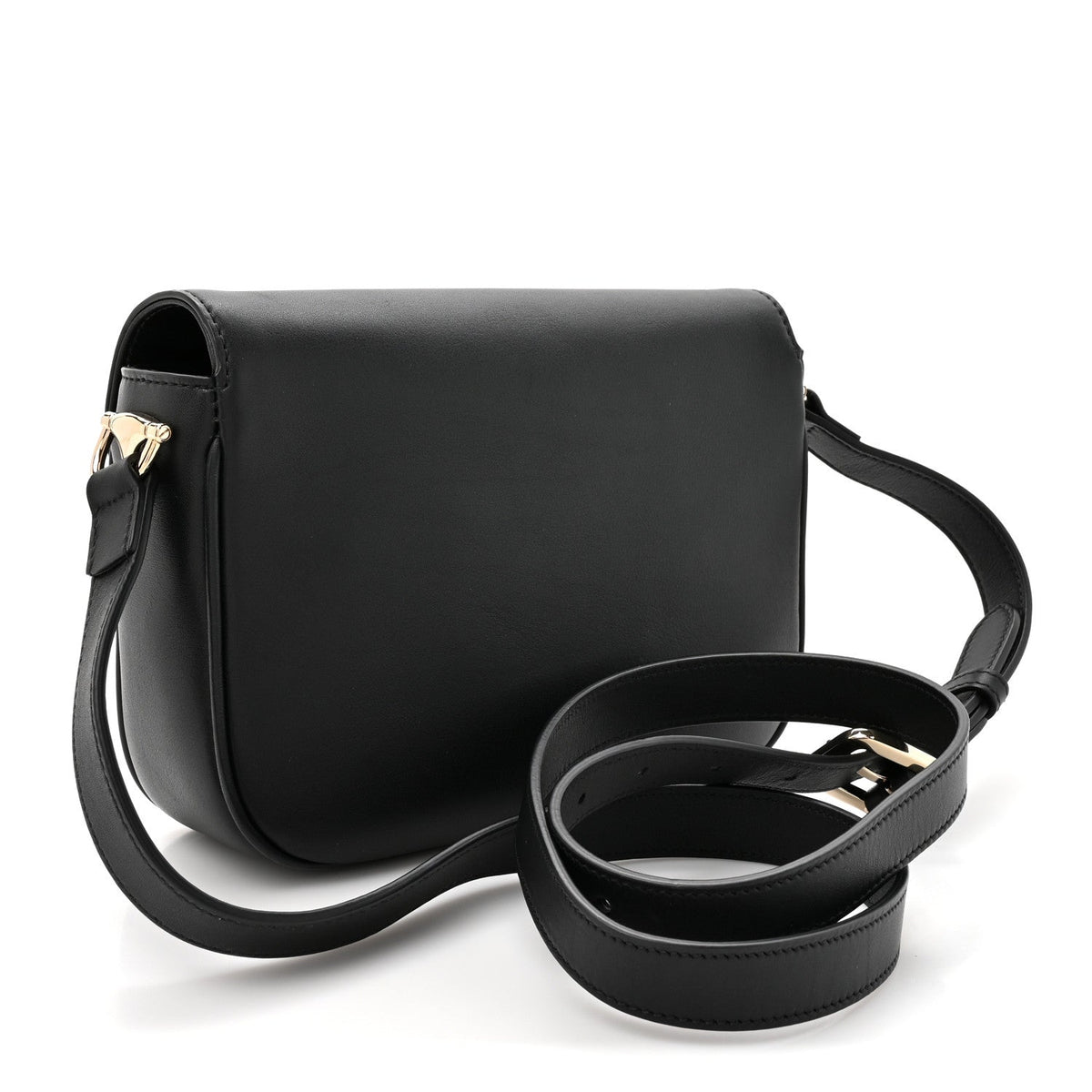 Arabella Calfskin Horsebit 1955 Soft Small Shoulder Bag Black