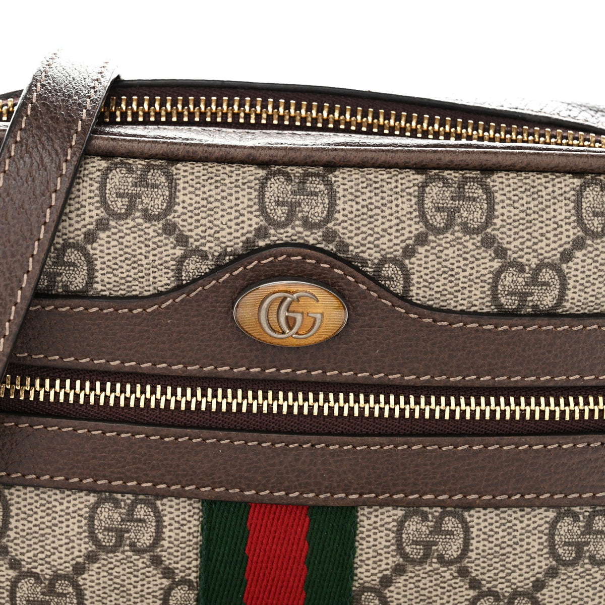 GG Supreme Monogram Web Mini Ophidia Shoulder Bag Brown