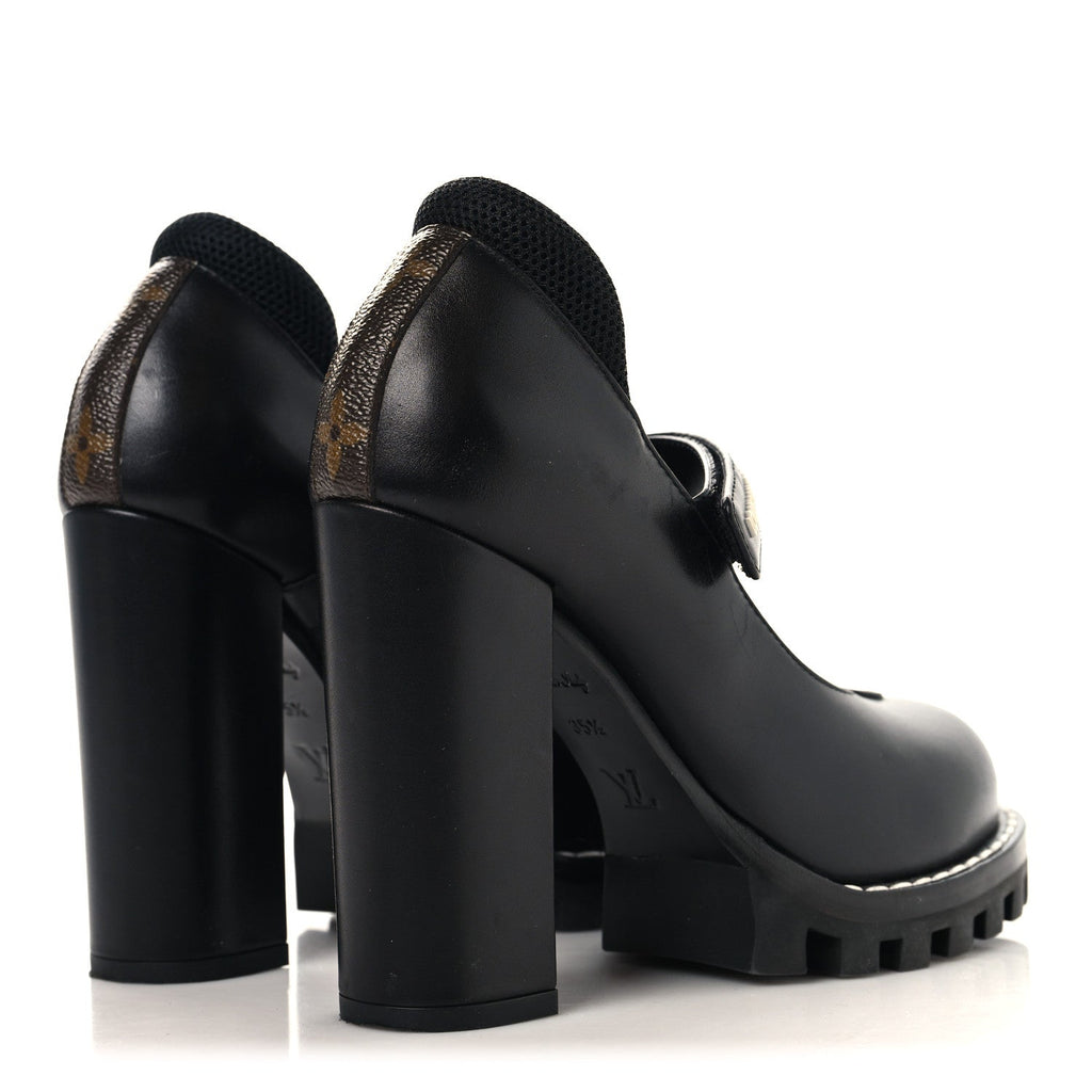 Calfskin Star Trail Ankle Pumps 35.5 Black