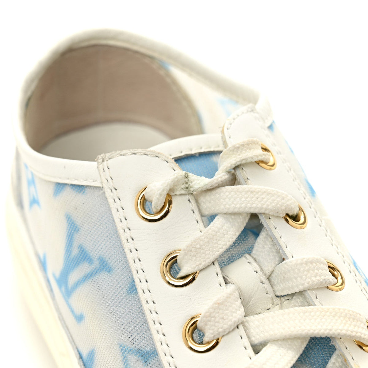 Technical Fabric Calfskin Monogram Stellar Sneakers 35  Blue
