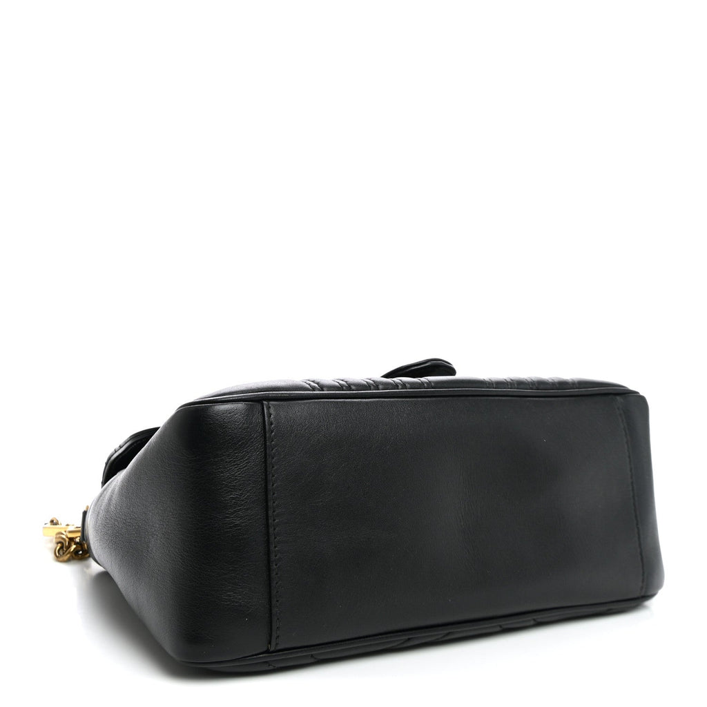 Calfskin Matelasse Small GG Marmont Top Handle Black