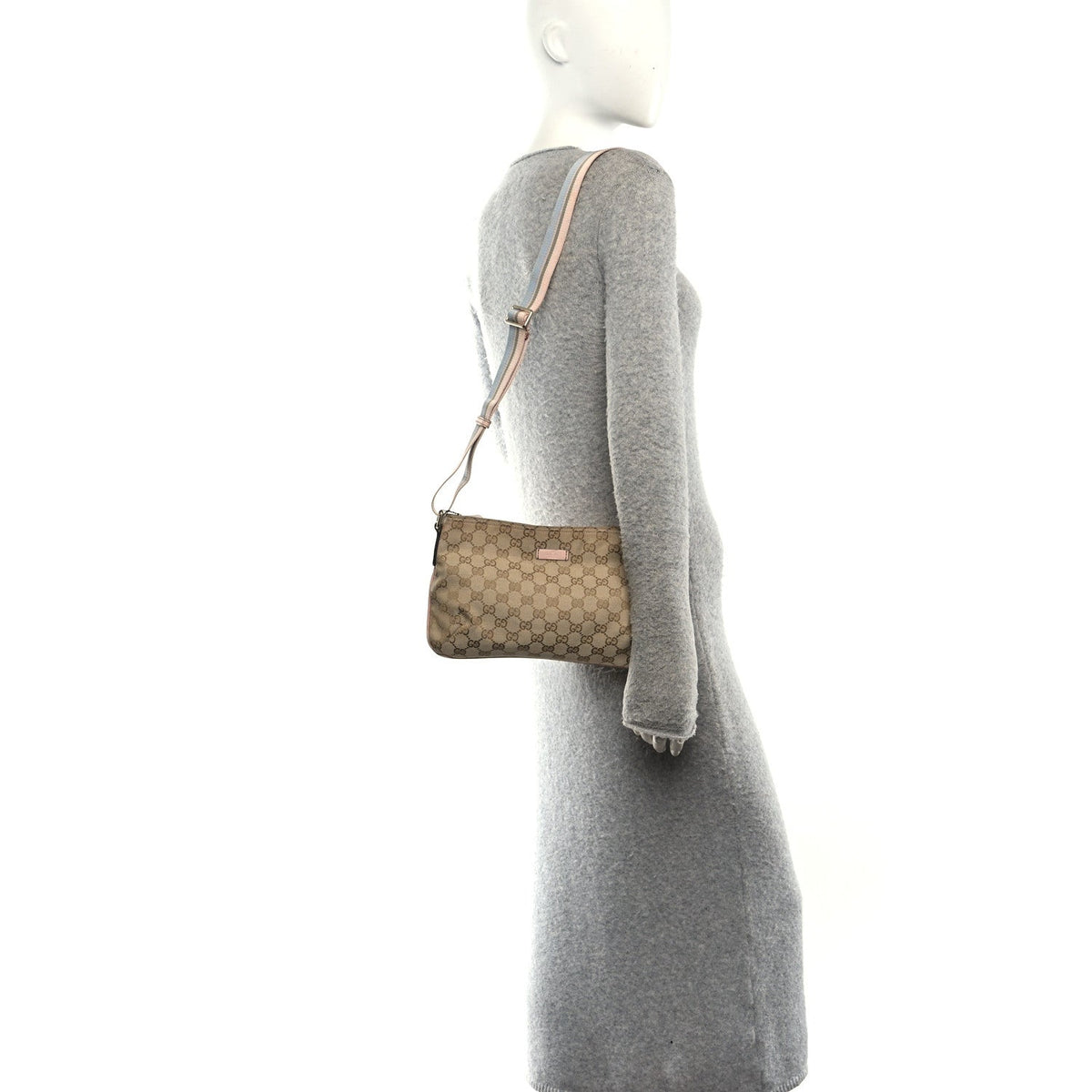 Monogram Web Small Flat Messenger Crossbody Pink Blue