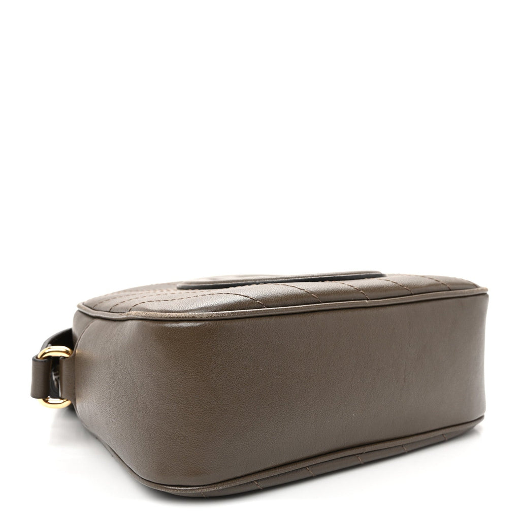 Sakai Be Green Calfskin Diagonal Stitched Small Blondie Shoulder Bag Craclet Brown