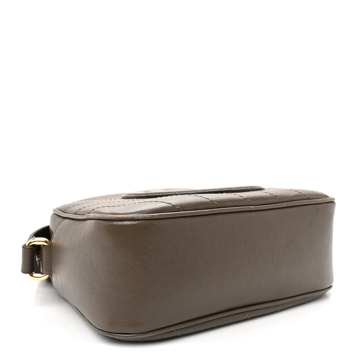 Sakai Be Green Calfskin Diagonal Stitched Small Blondie Shoulder Bag Craclet Brown