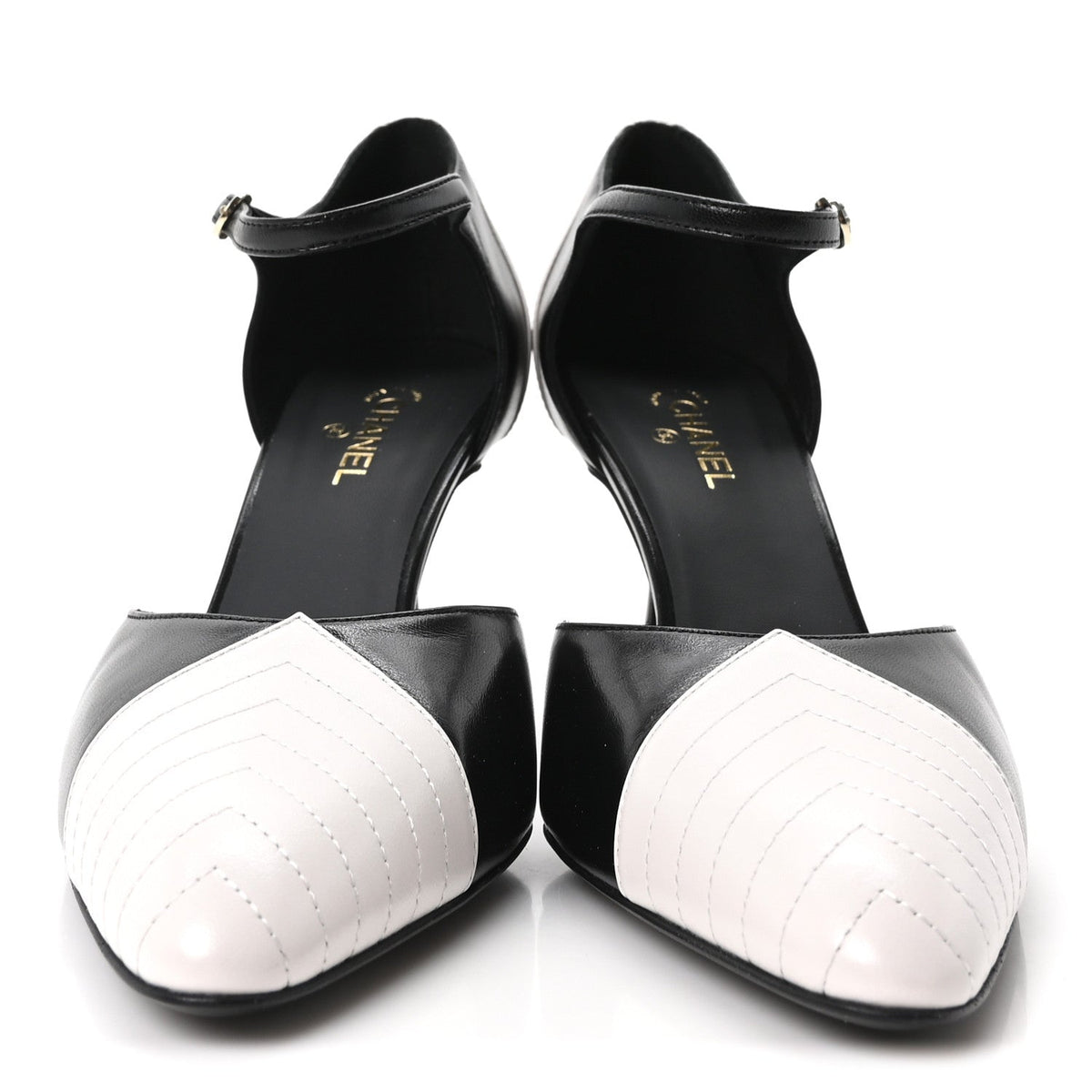 Lambskin Mary Jane Pumps 39 Black White