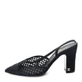 Suede Strass Grosgrain Cap Toe CC Slingback Pumps 39 Black