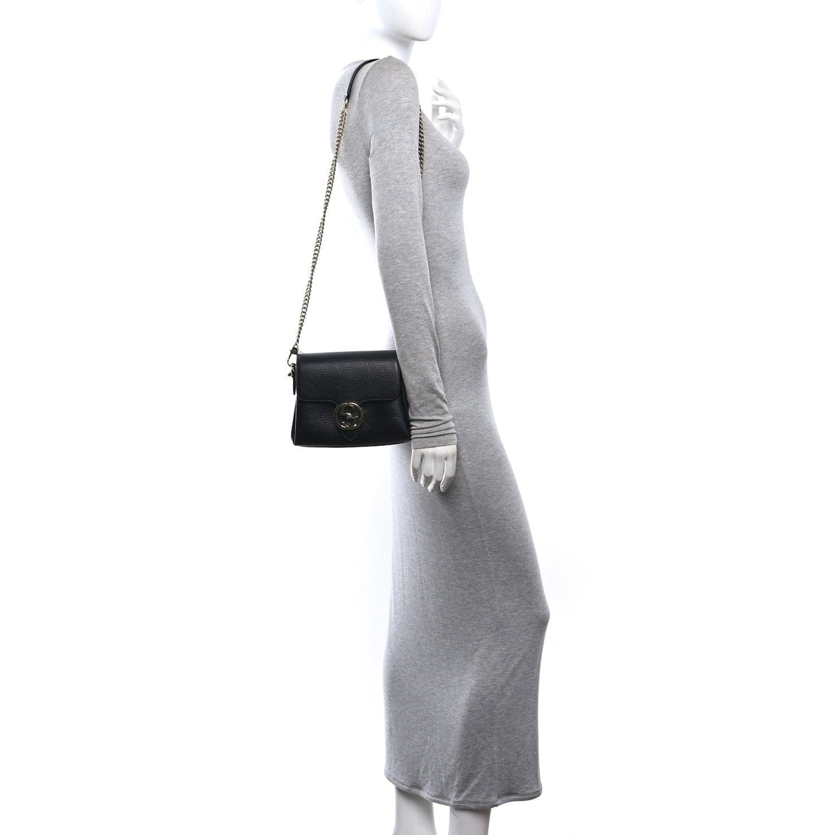 Dollar Calfskin Interlocking G Crossbody Bag Black