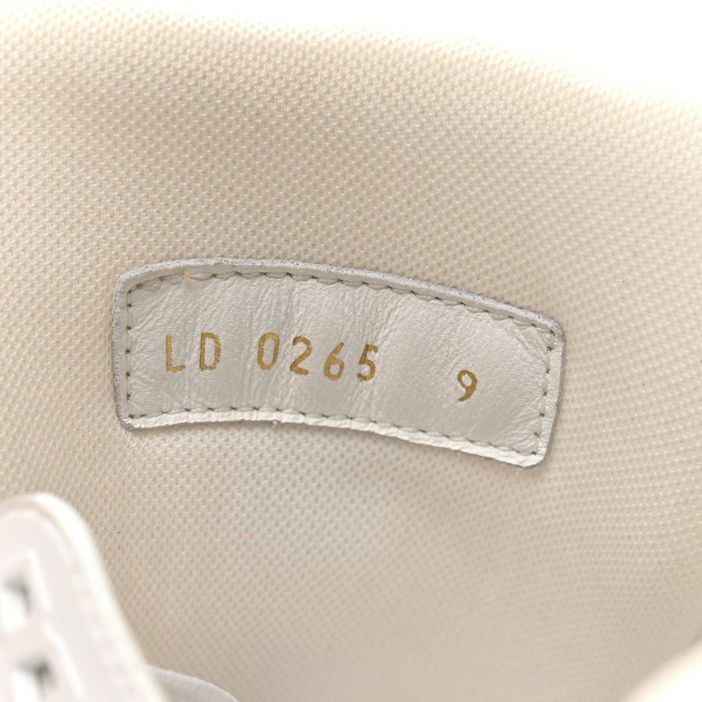 Calfskin Patent Mens LV Trainer Sneakers 9 White Black