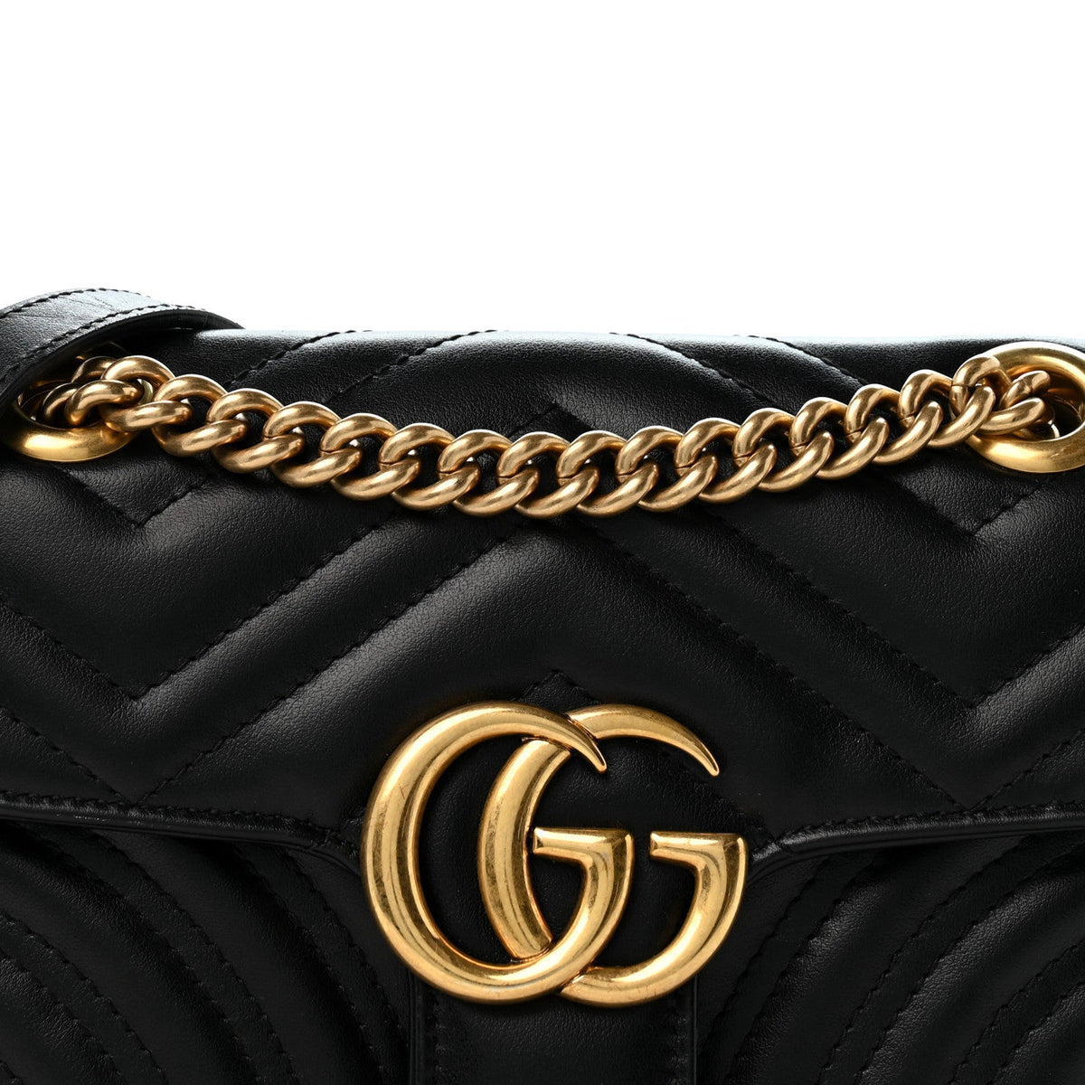 Calfskin Matelasse Mini GG Marmont Shoulder Bag Black