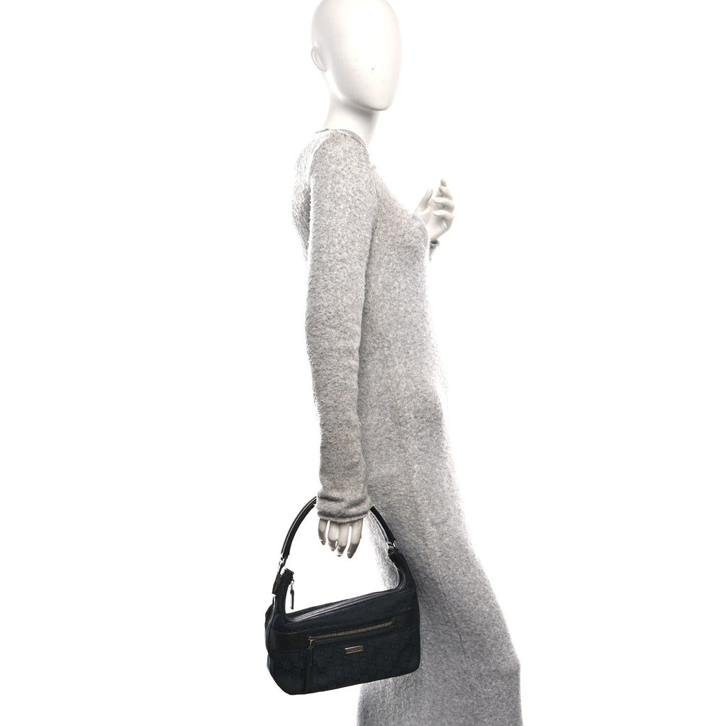 GG Canvas Monogram Shoulder Bag Black
