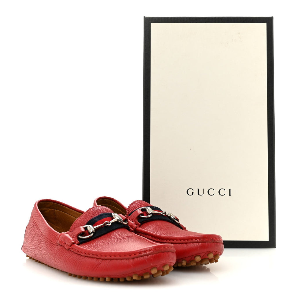 Road Calfskin Web Mens Horsebit Driver Loafers 6.5 Rosso