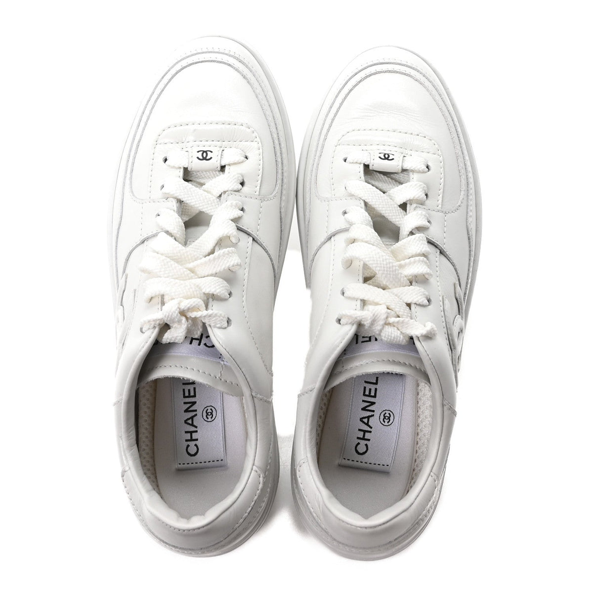 Calfskin Womens CC Sneakers 37.5 White