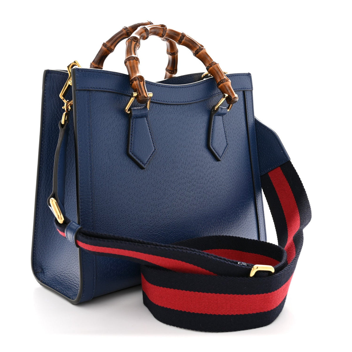 Textured Dollar Calfskin Web Small Diana Tote Bag Royal Crop