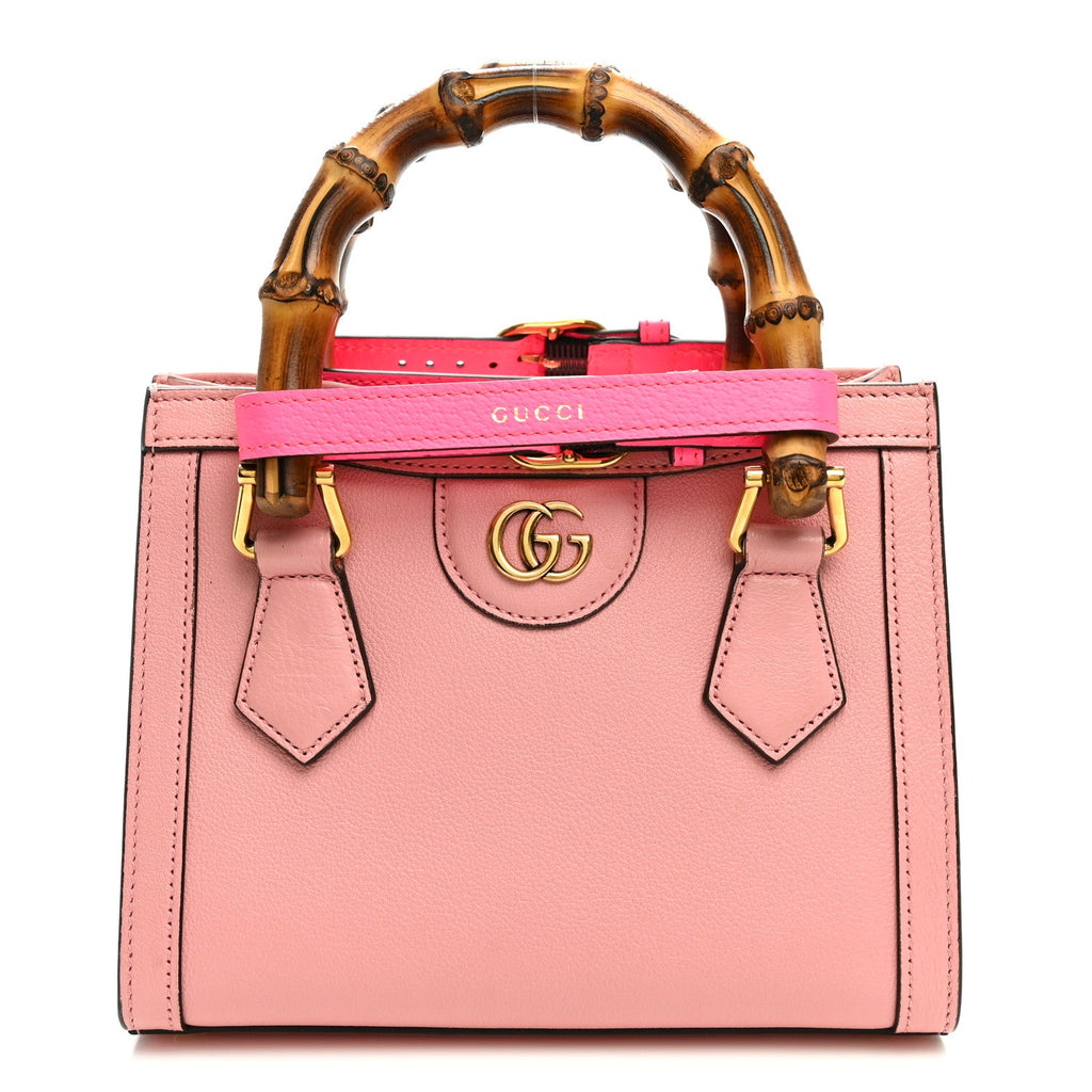 Wonka Grain Calfskin Mini Diana Tote Bag Wild Rose Fuxia Fluo