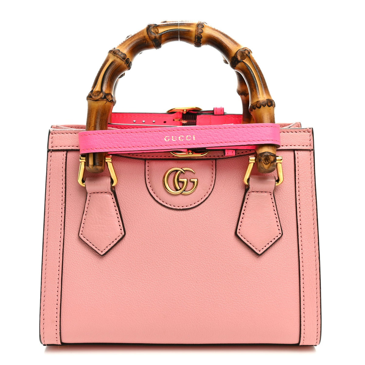 Wonka Grain Calfskin Mini Diana Tote Bag Wild Rose Fuxia Fluo