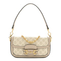 GG Supreme Monogram Small Horsebit 1955 Chain Shoulder Bag Beige Mystic White