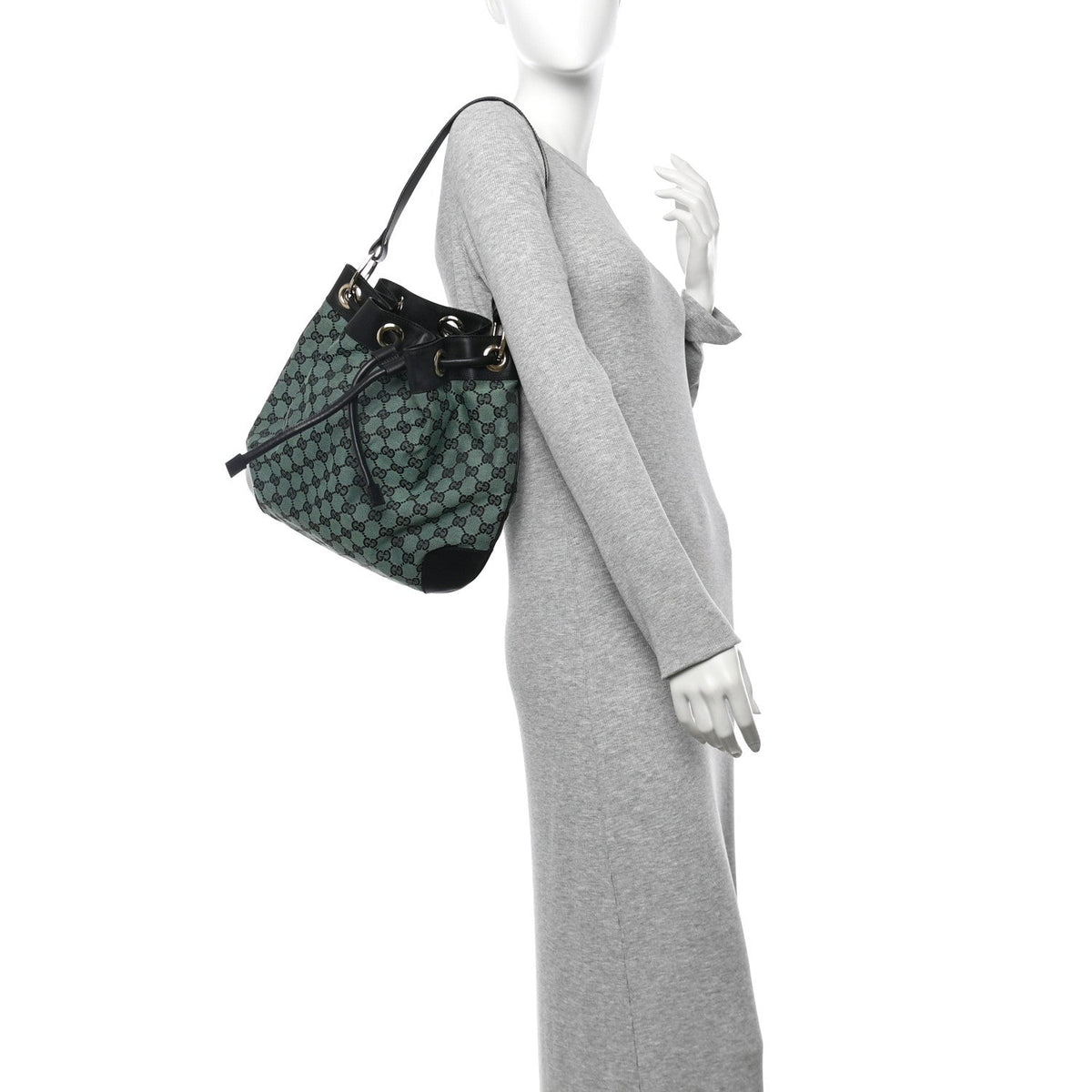 Monogram Drawstring Shoulder Bag Green