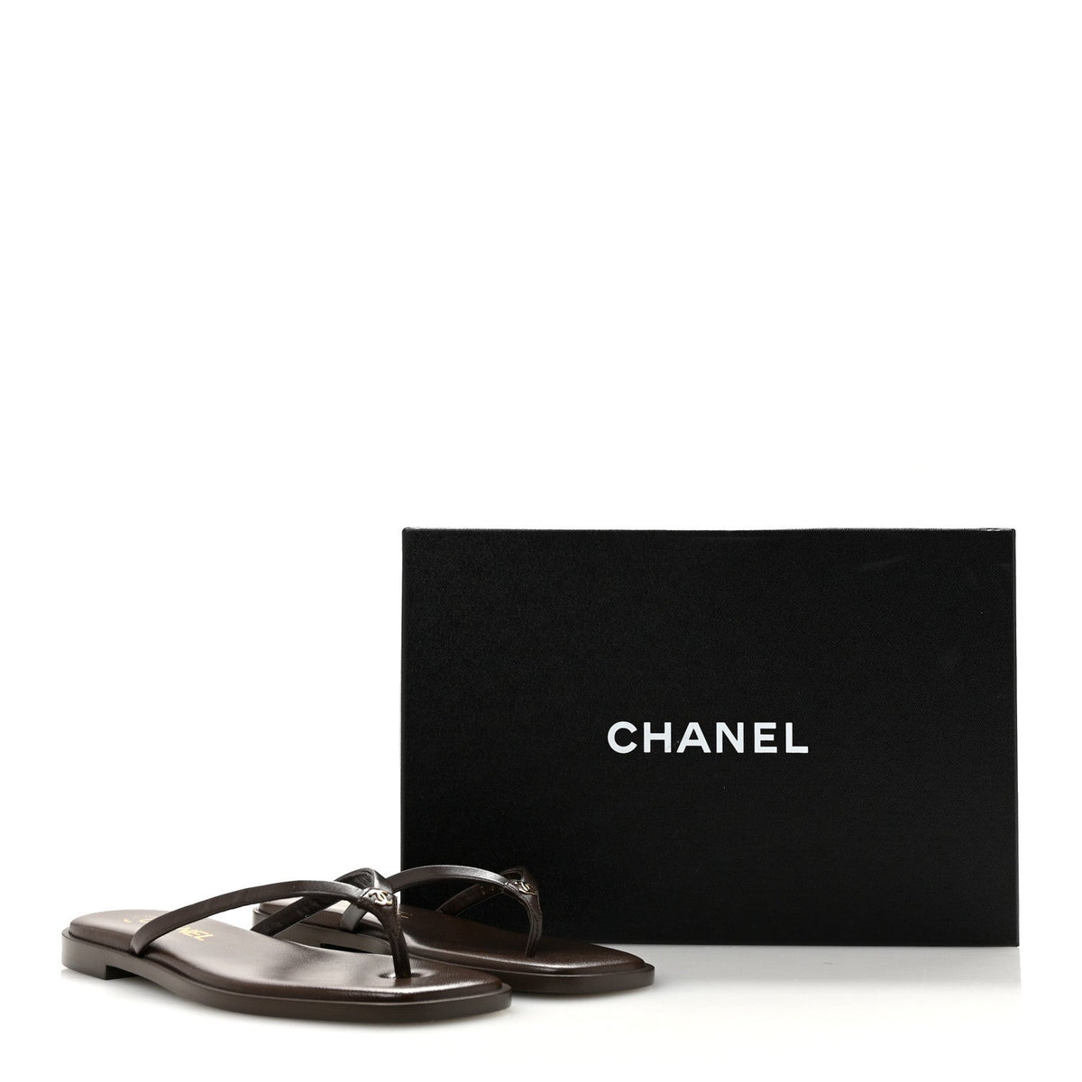Goatskin CC Times Square Thong Sandals 36.5 Brown