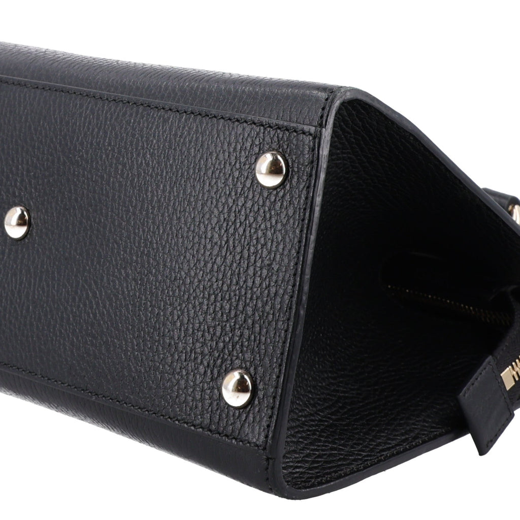 Pebbled Calfskin Medium Soho Top Handle Satchel Black
